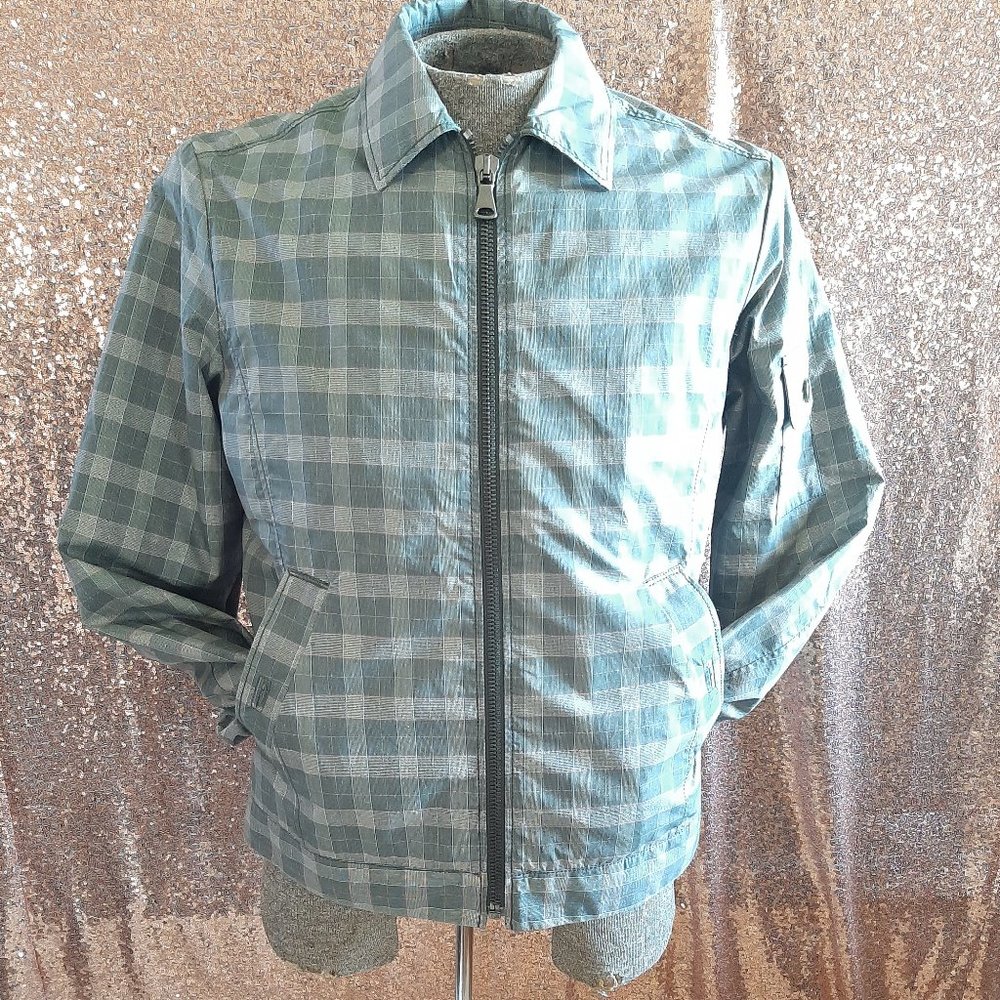 Sisley Men's grey plaid cotton full-zip Bomber jacket Size L